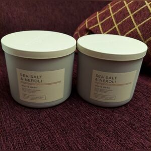 Bundle of 2 sea salt and neroli candles by bath and body works.